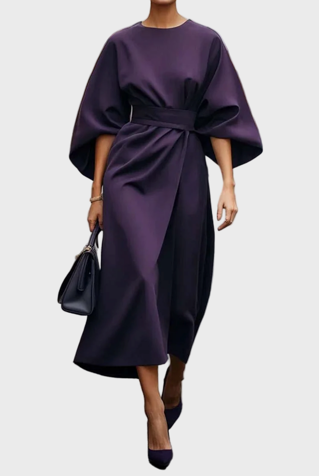 Midnight Elegance Kimono-Sleeve Dress