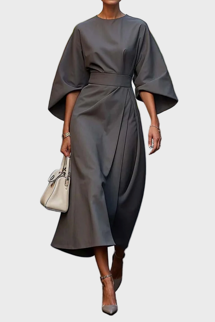 Midnight Elegance Kimono-Sleeve Dress