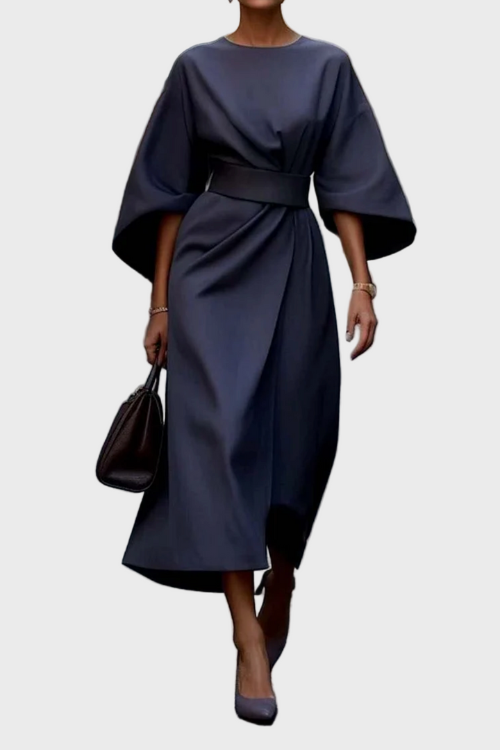 Midnight Elegance Kimono-Sleeve Dress