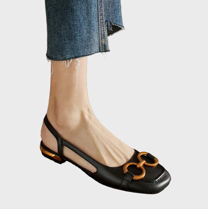 Midnight Elegance Slingback Flats