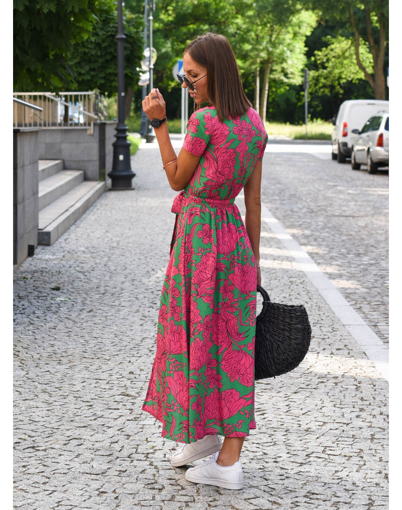 Vibrant Garden Wrap Maxi Dress