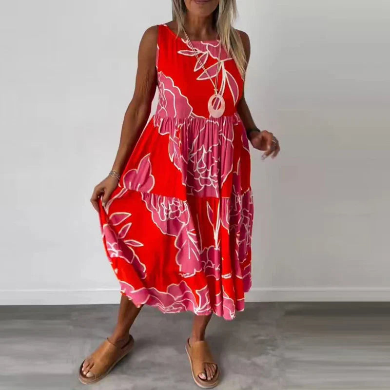 Flowing Abstract Bloom Maxi Dress