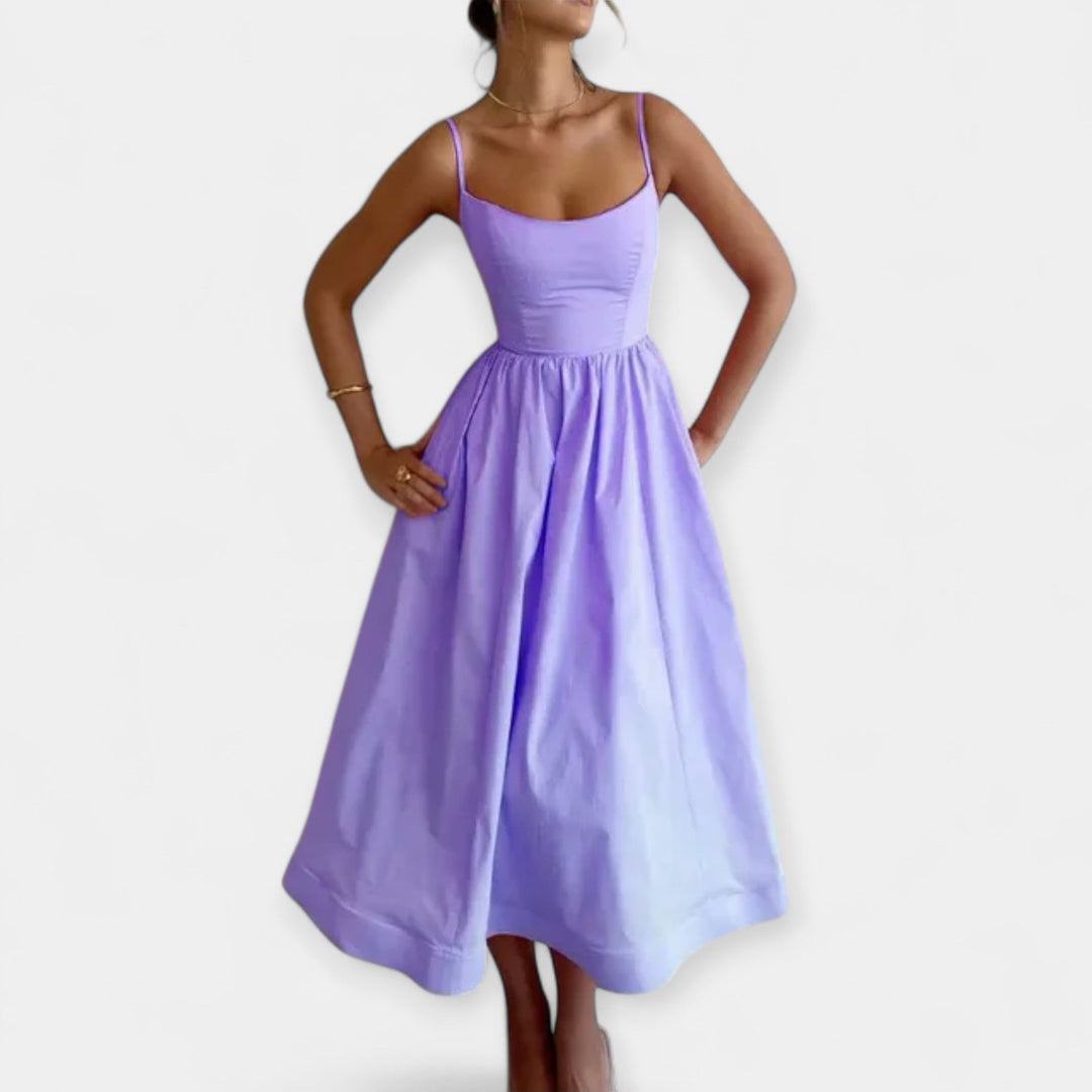 Mini Dress with Round Neckline and Straps