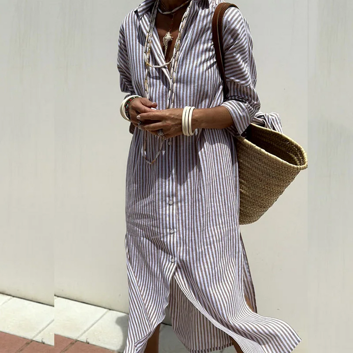 Coastal Breeze Striped Shirt Dress