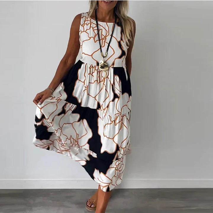 Flowing Abstract Bloom Maxi Dress