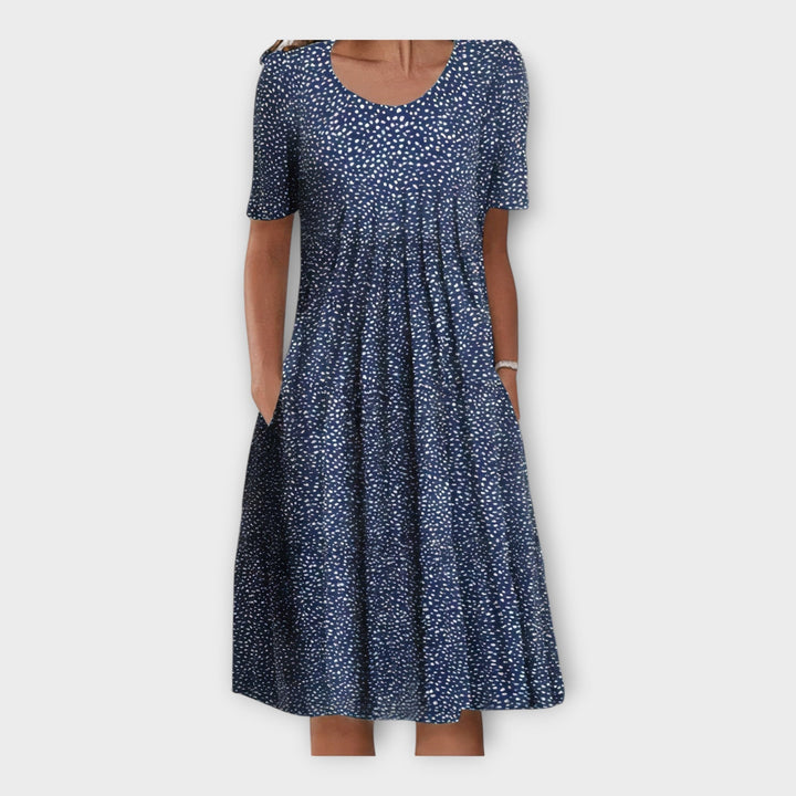 Dress with Floral Design and Short Sleeve