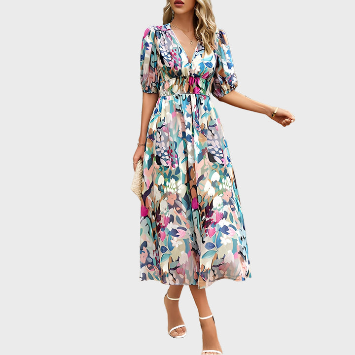 V-neck midi dress