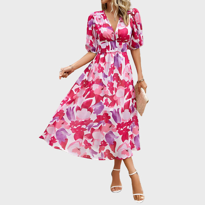 V-neck midi dress