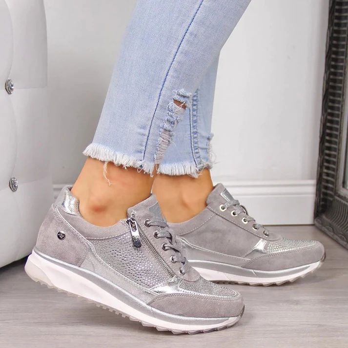 SilverSpark Wedge Sneakers