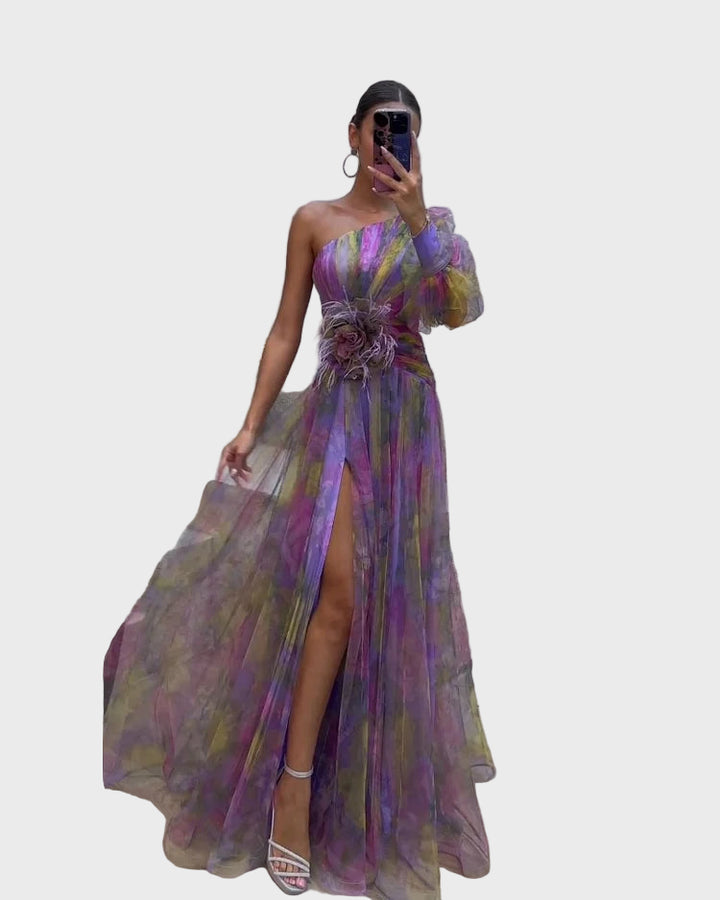 Enchanted Bloom One-Shoulder Maxi Dress