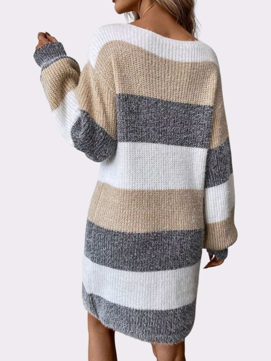 Cozy Stripes Knit Sweater Dress