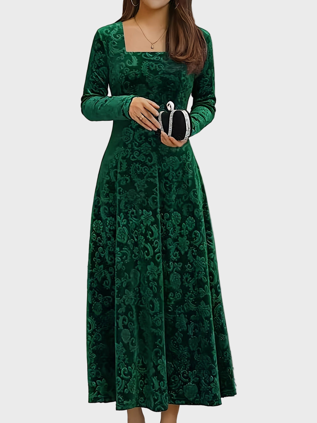 Crimson Elegance Velvet Maxi Dress