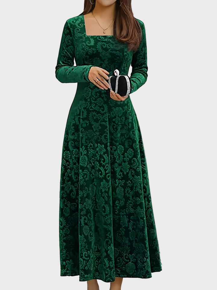 Crimson Elegance Velvet Maxi Dress