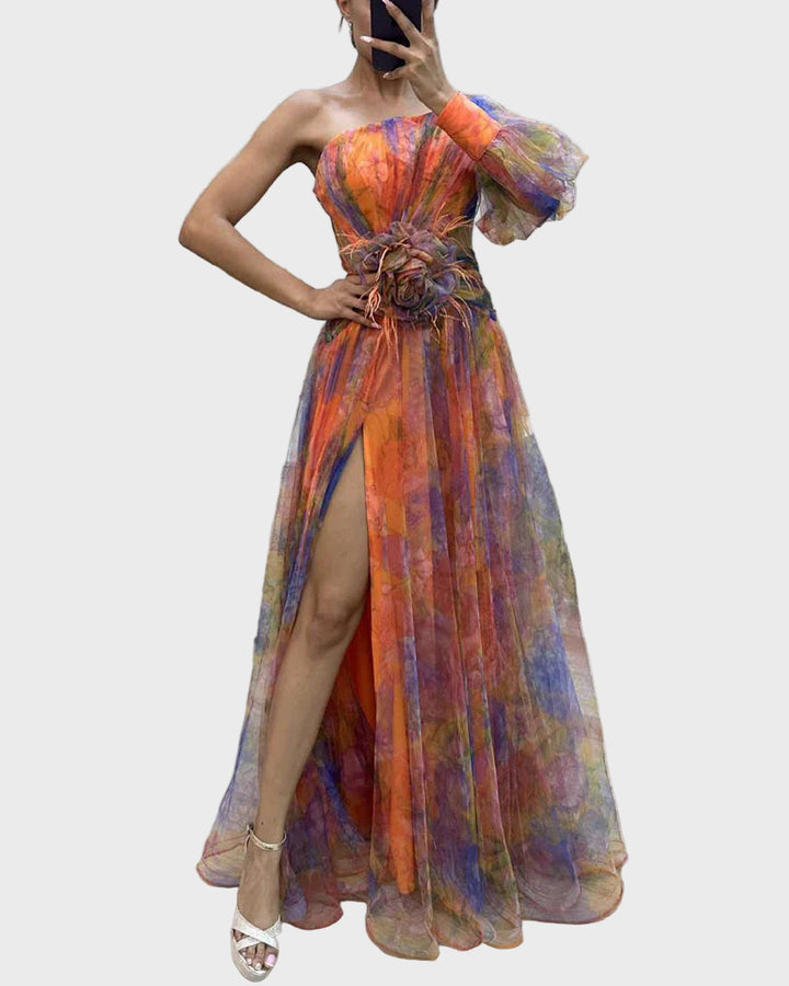 Enchanted Bloom One-Shoulder Maxi Dress