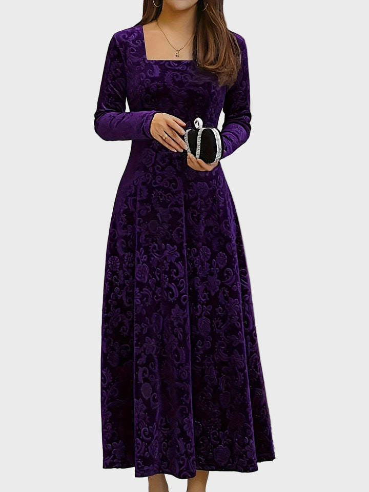 Crimson Elegance Velvet Maxi Dress