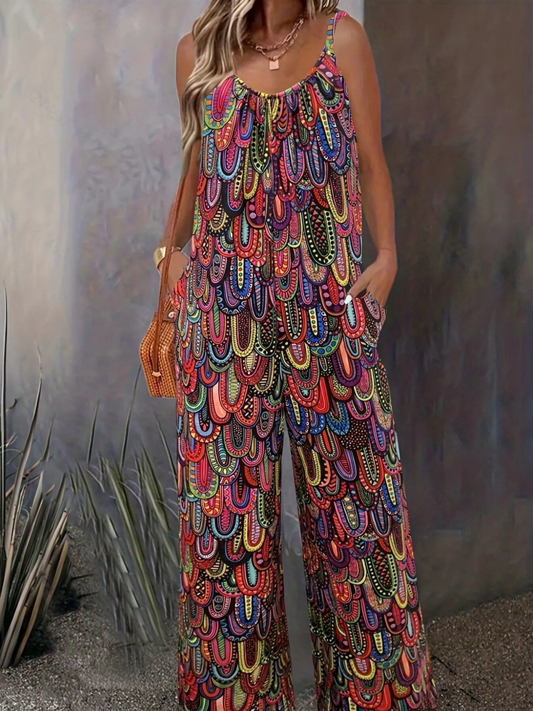 BohoVibe Multicolor Wide-Leg Jumpsuit