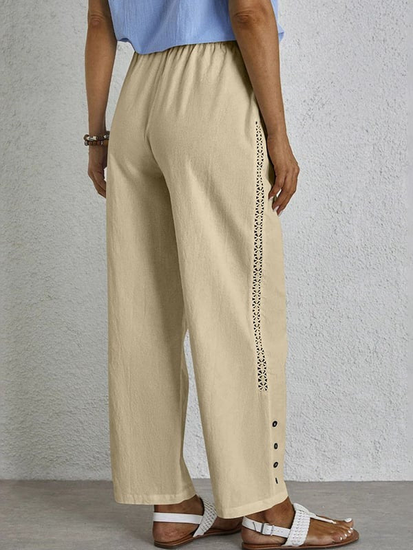 Coastal Charm Embroidered Wide-Leg Pants