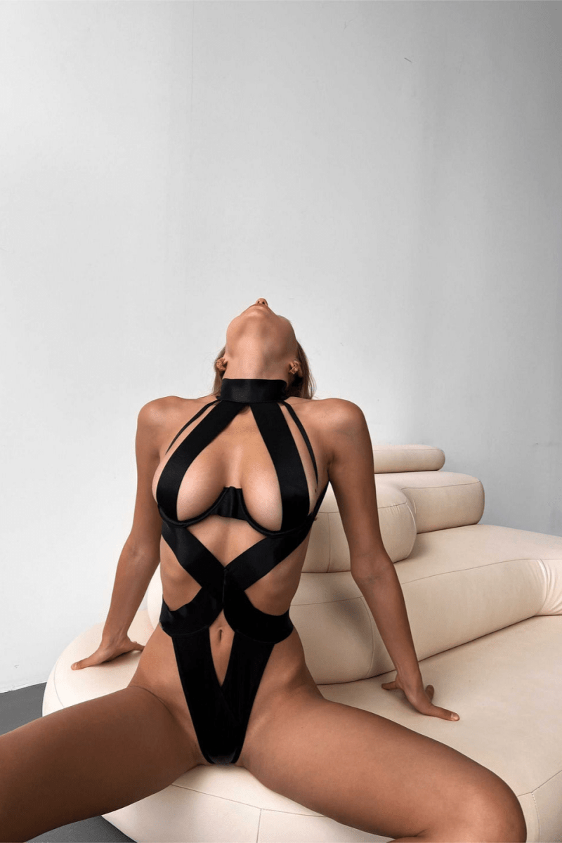Temptation Noir Strappy Bodysuit