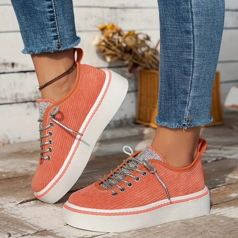 Coral Luxe Rhinestone Sneakers