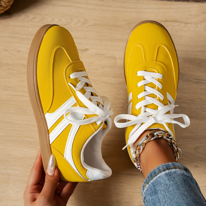 Beige Retro Lace-Up Sneakers