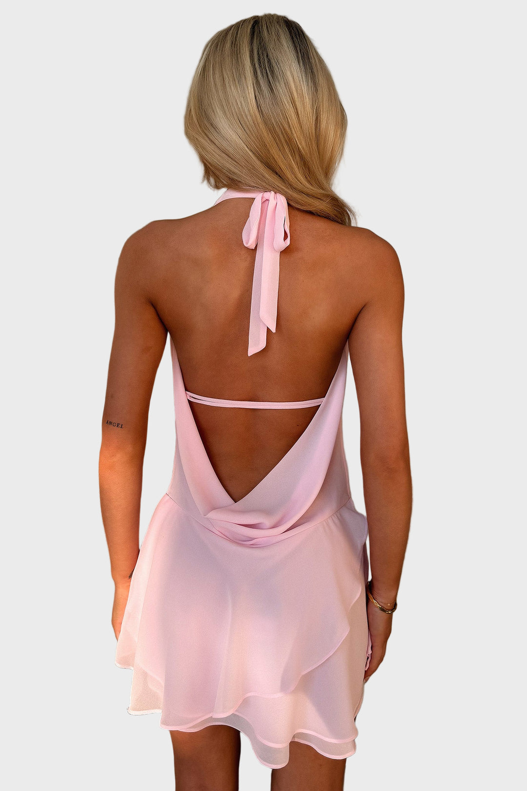 Azure Glow Draped Mini Dress