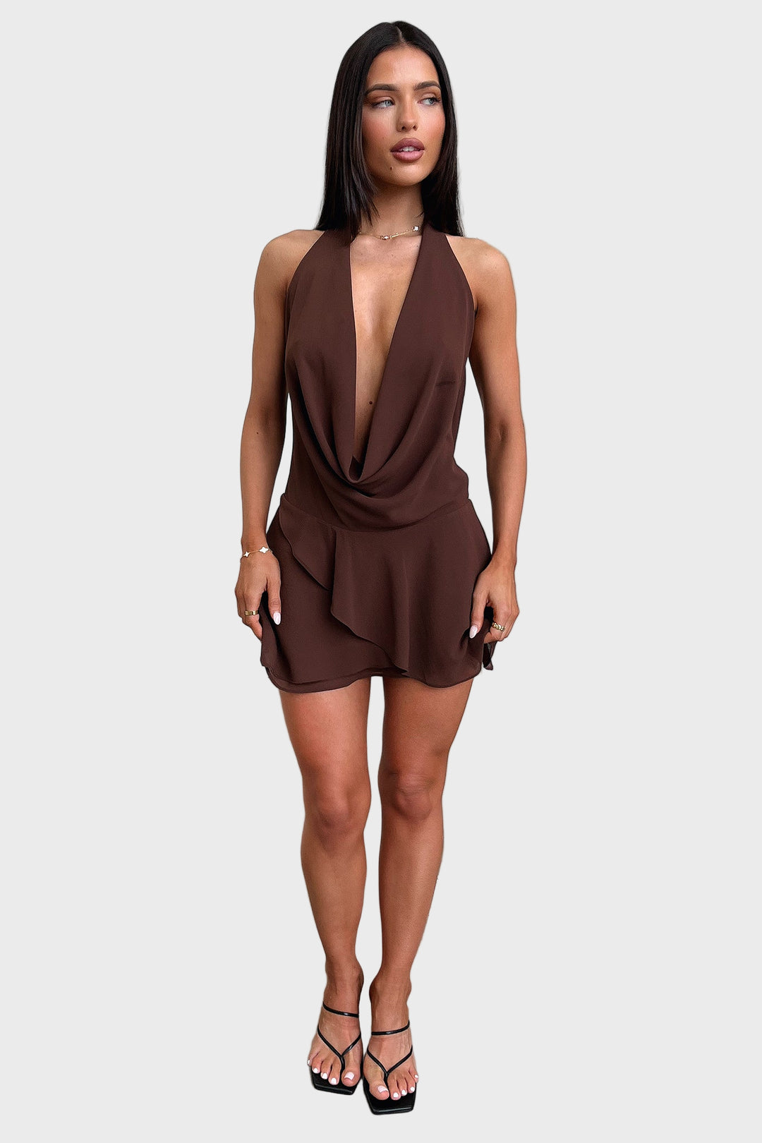 Azure Glow Draped Mini Dress