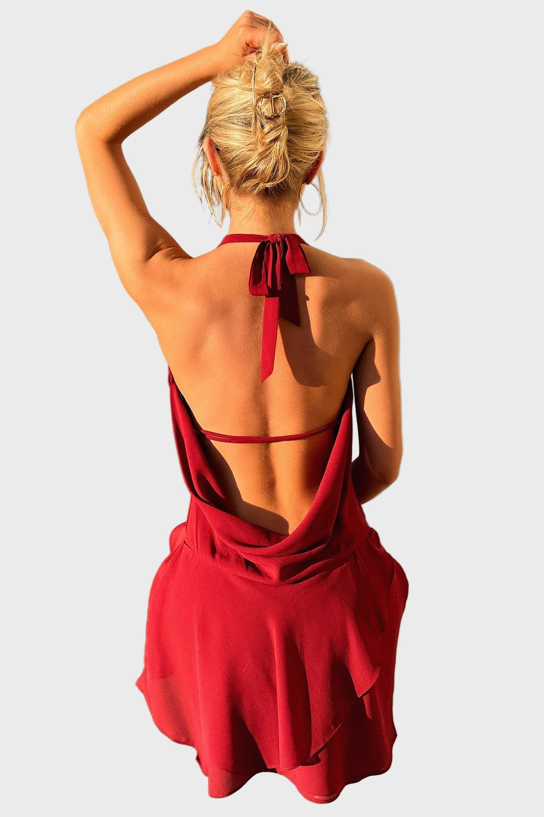 Azure Glow Draped Mini Dress
