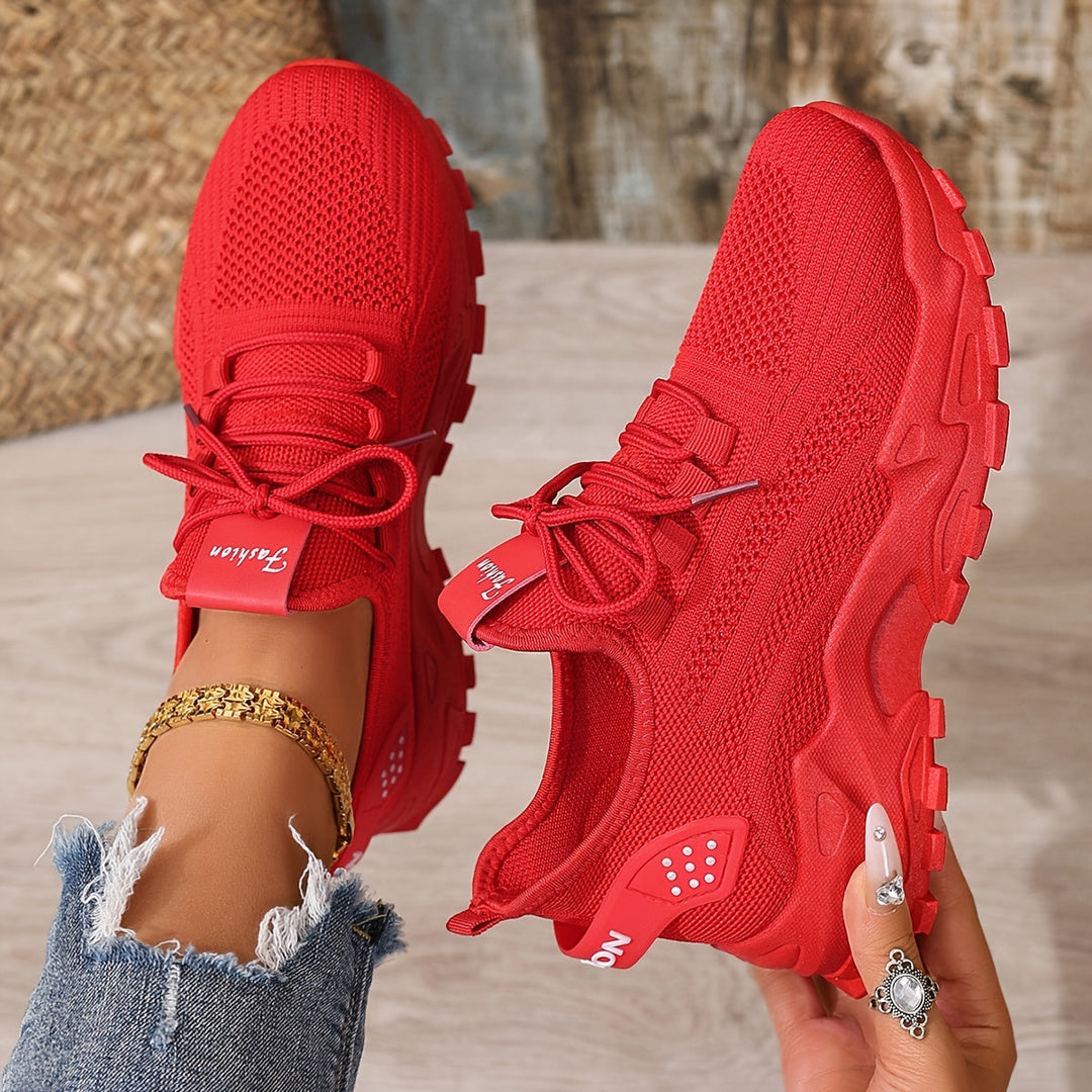Beige Breathable Knit Sneakers
