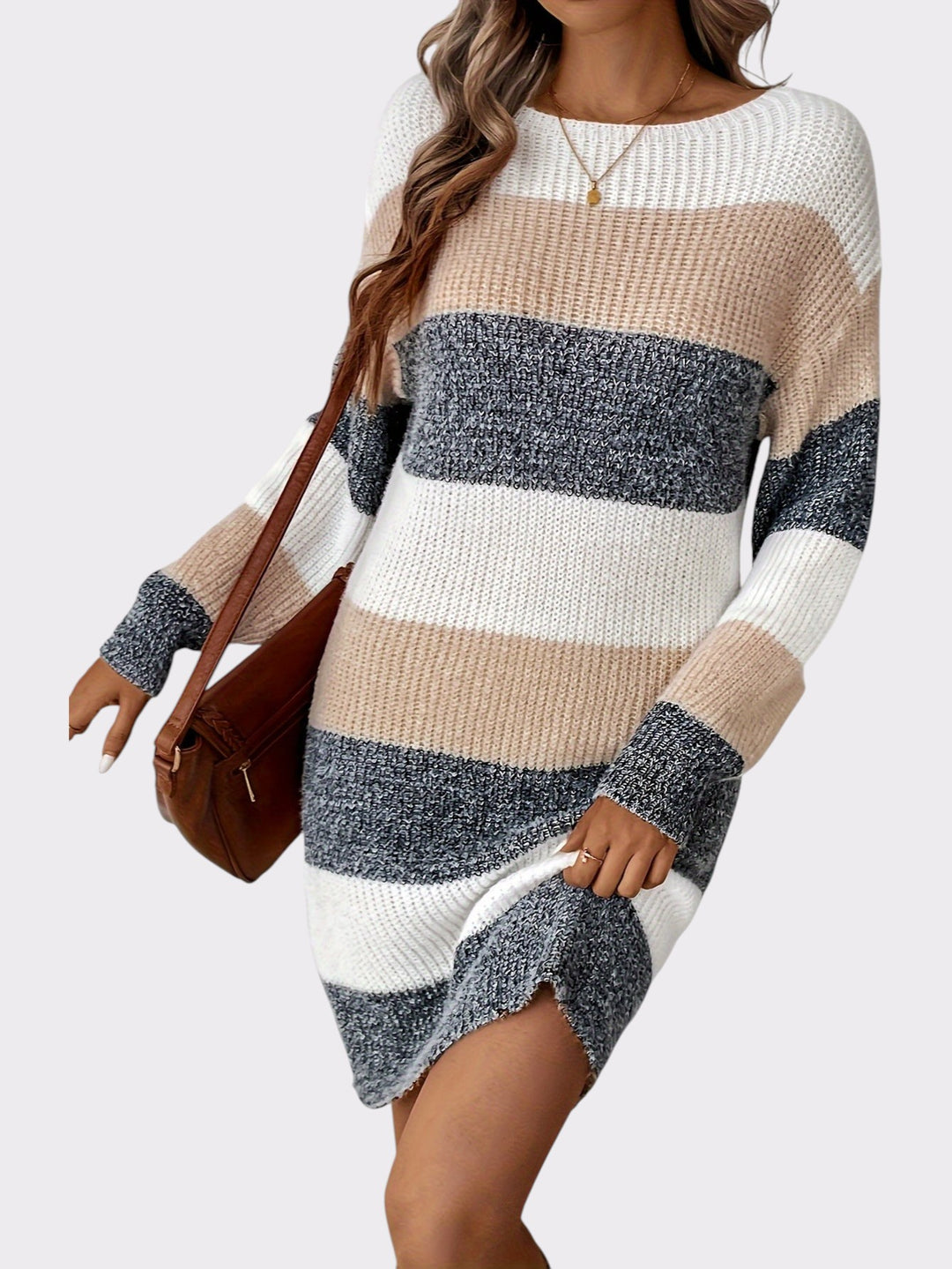 Cozy Stripes Knit Sweater Dress