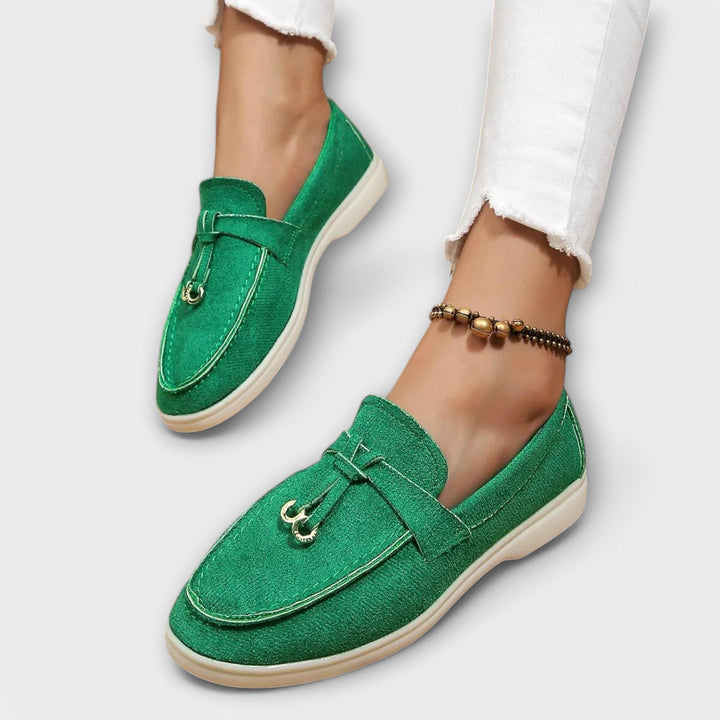 Women's Beige Loafers with Decorative Laces