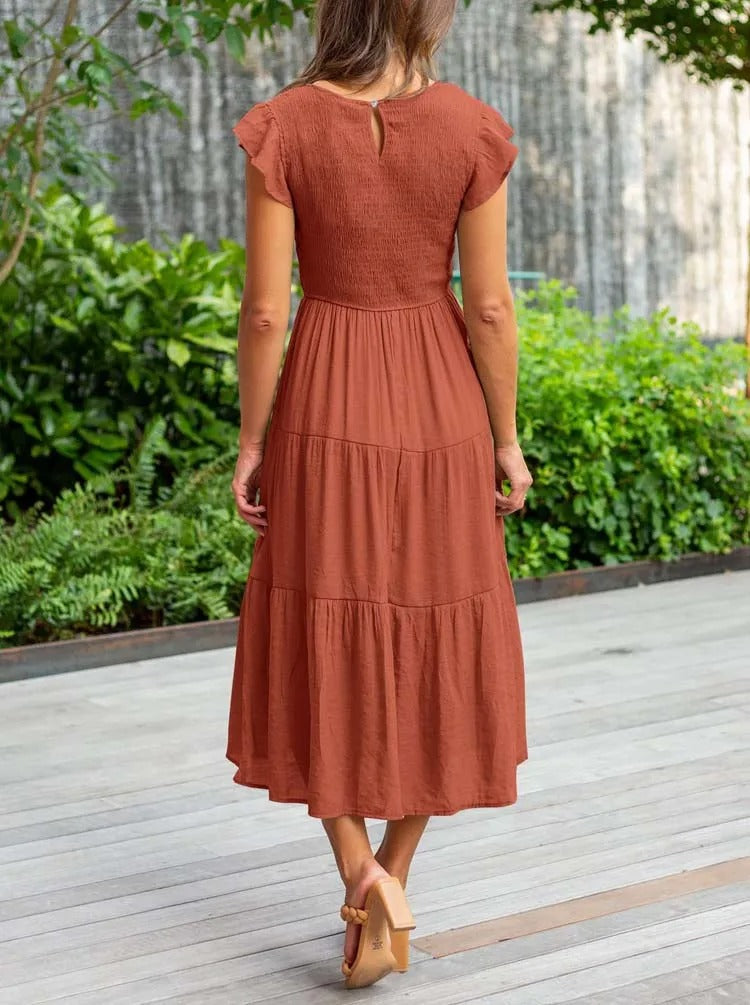 Rustic Charm Tiered Midi Dress