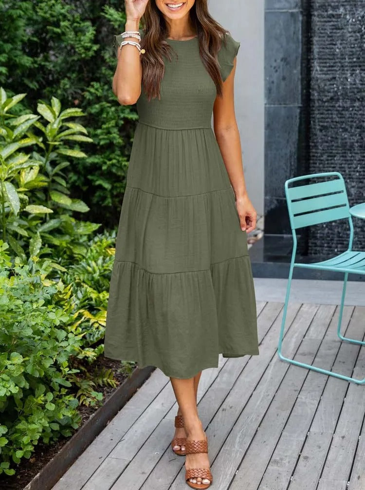 Rustic Charm Tiered Midi Dress