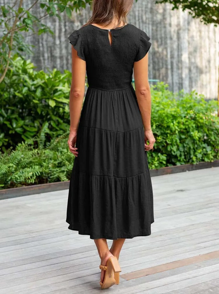 Rustic Charm Tiered Midi Dress