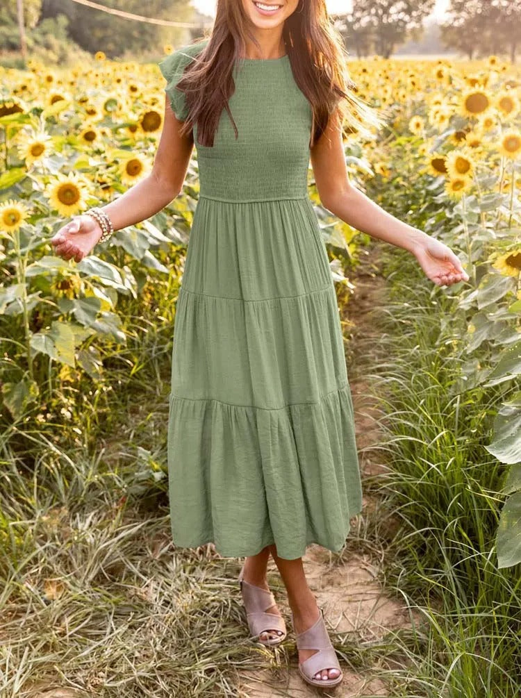 Rustic Charm Tiered Midi Dress