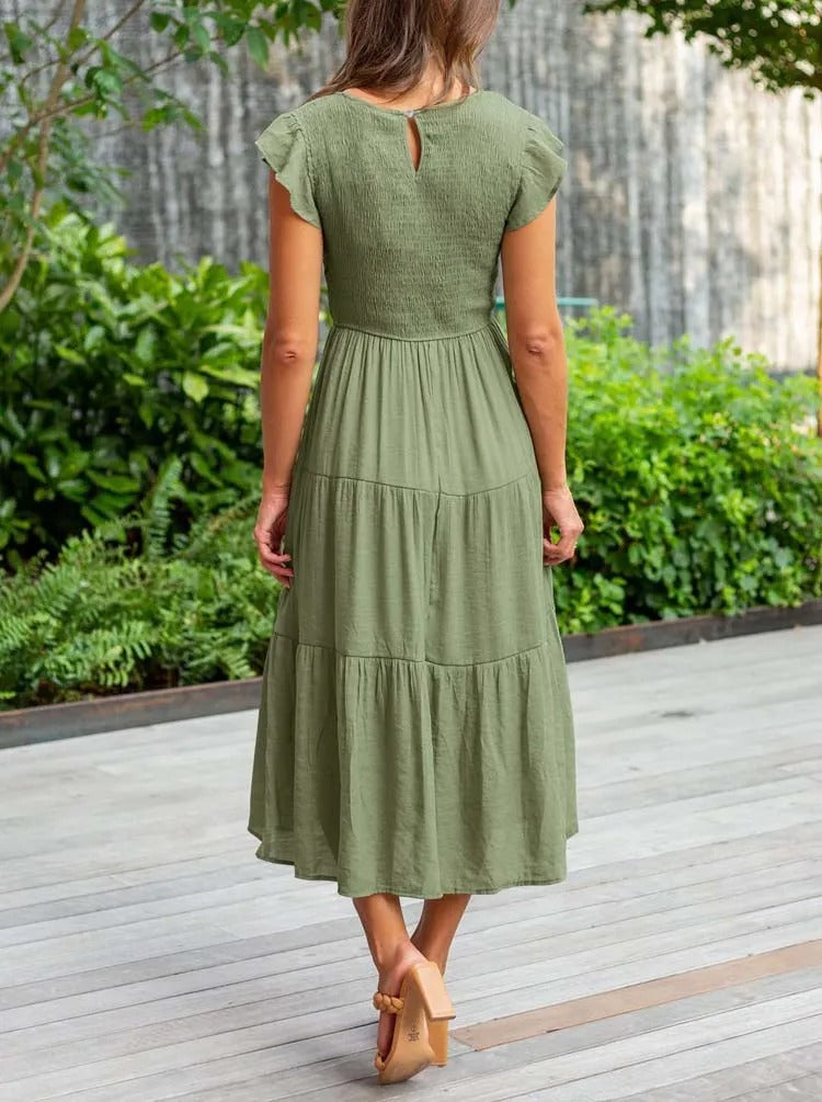Rustic Charm Tiered Midi Dress