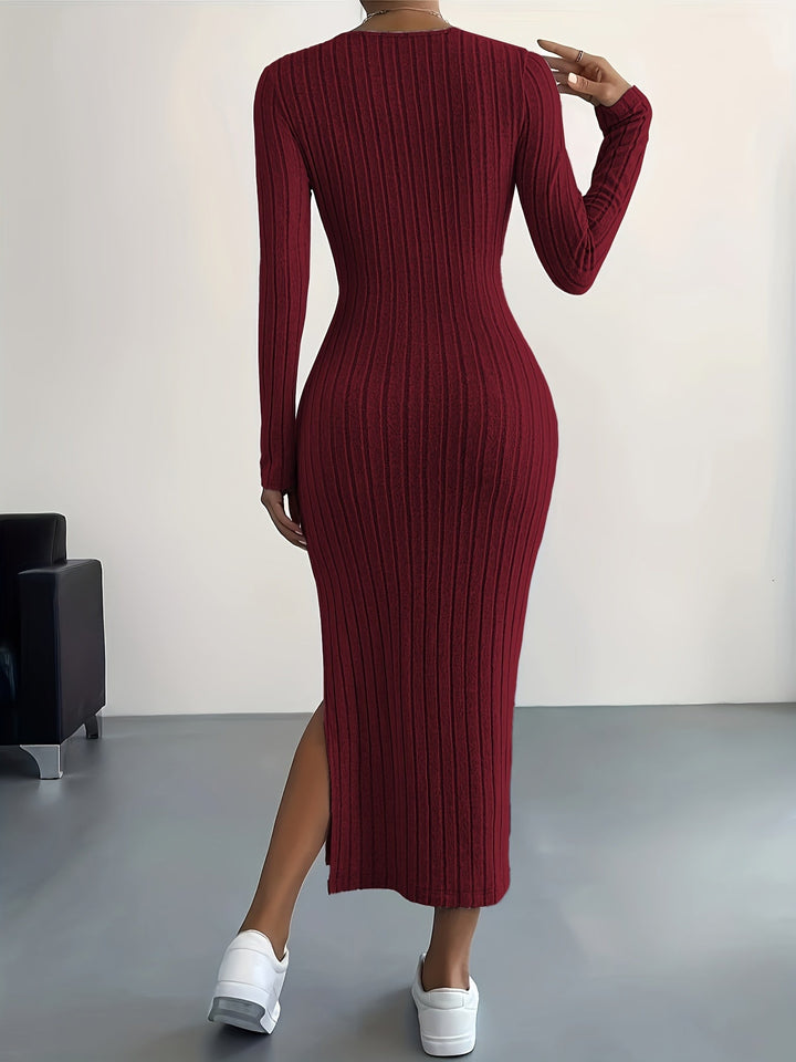 Sleek Ribbed Knit Bodycon Maxi Dress