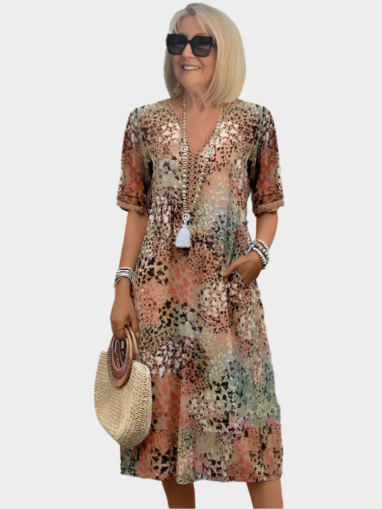 Airy Summer Dress with V Neckline