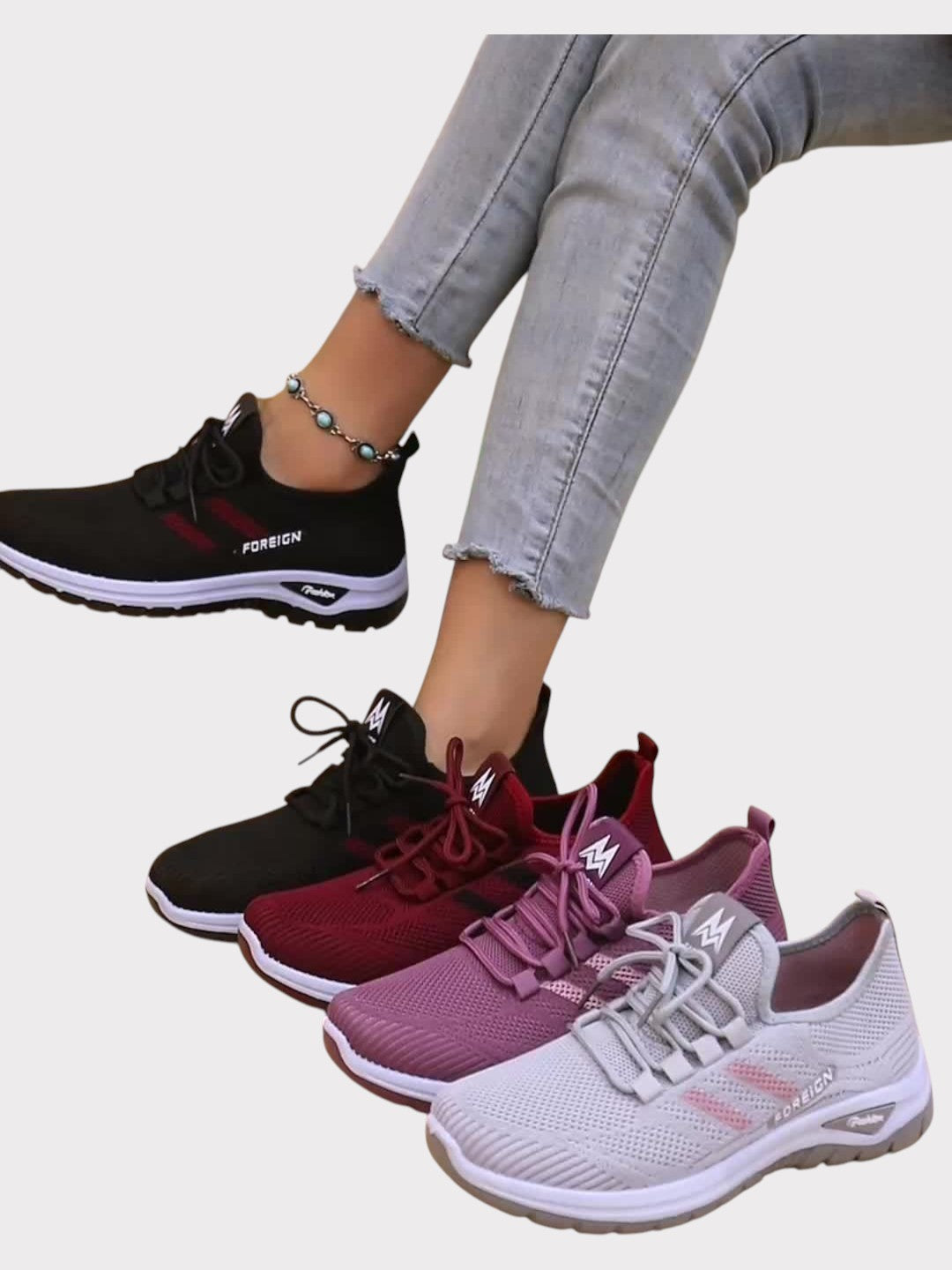 Lightweight Mesh Walking Sneakers – Plum