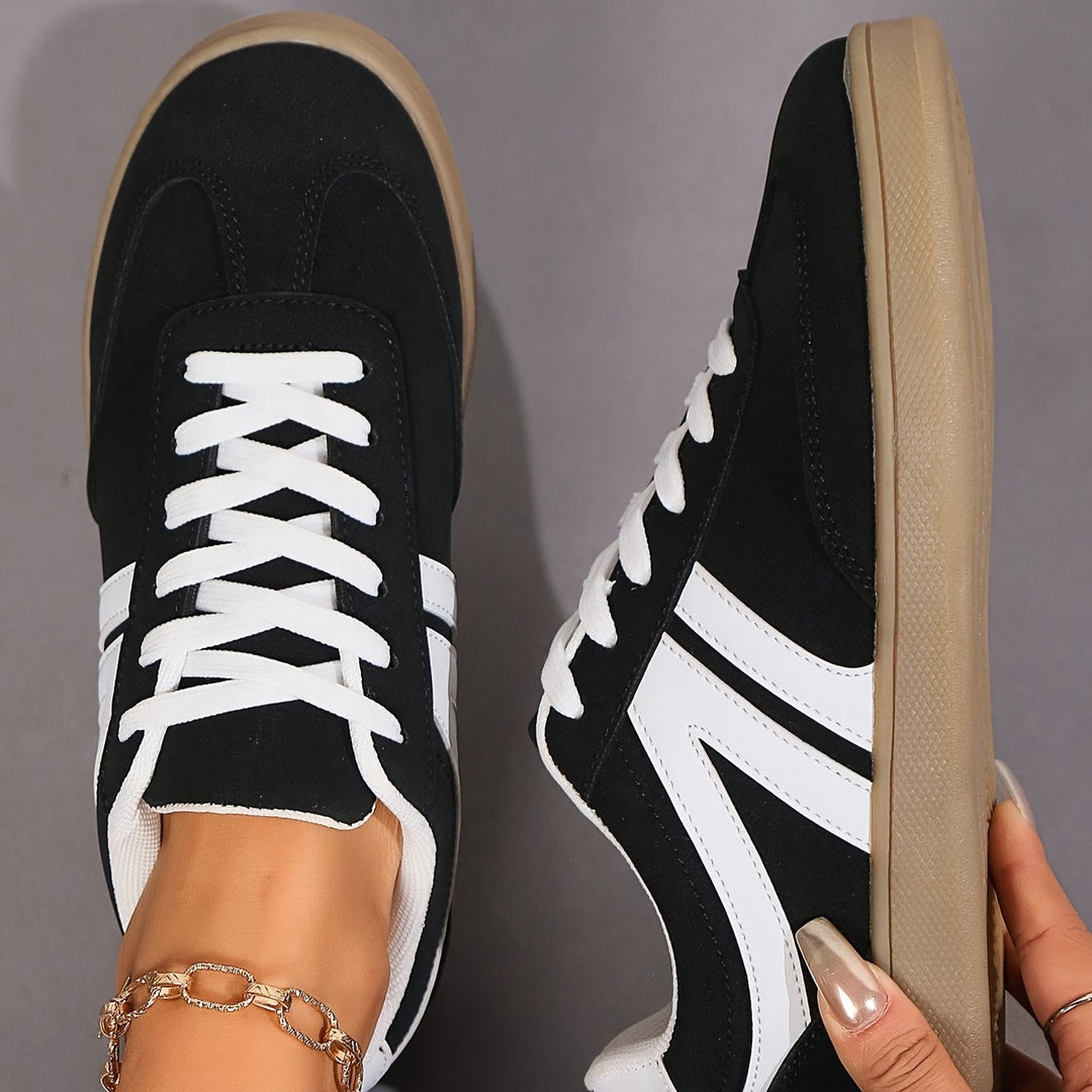Beige Retro Lace-Up Sneakers