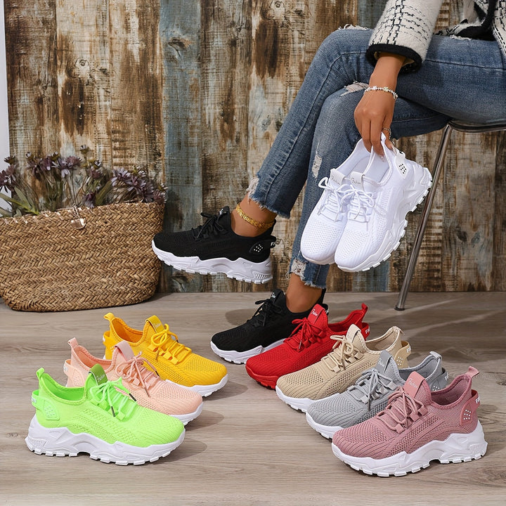 Beige Breathable Knit Sneakers
