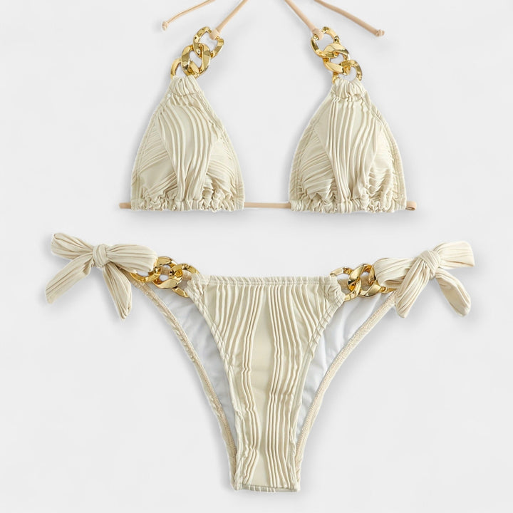 Striped Bikini Set with Ruffles