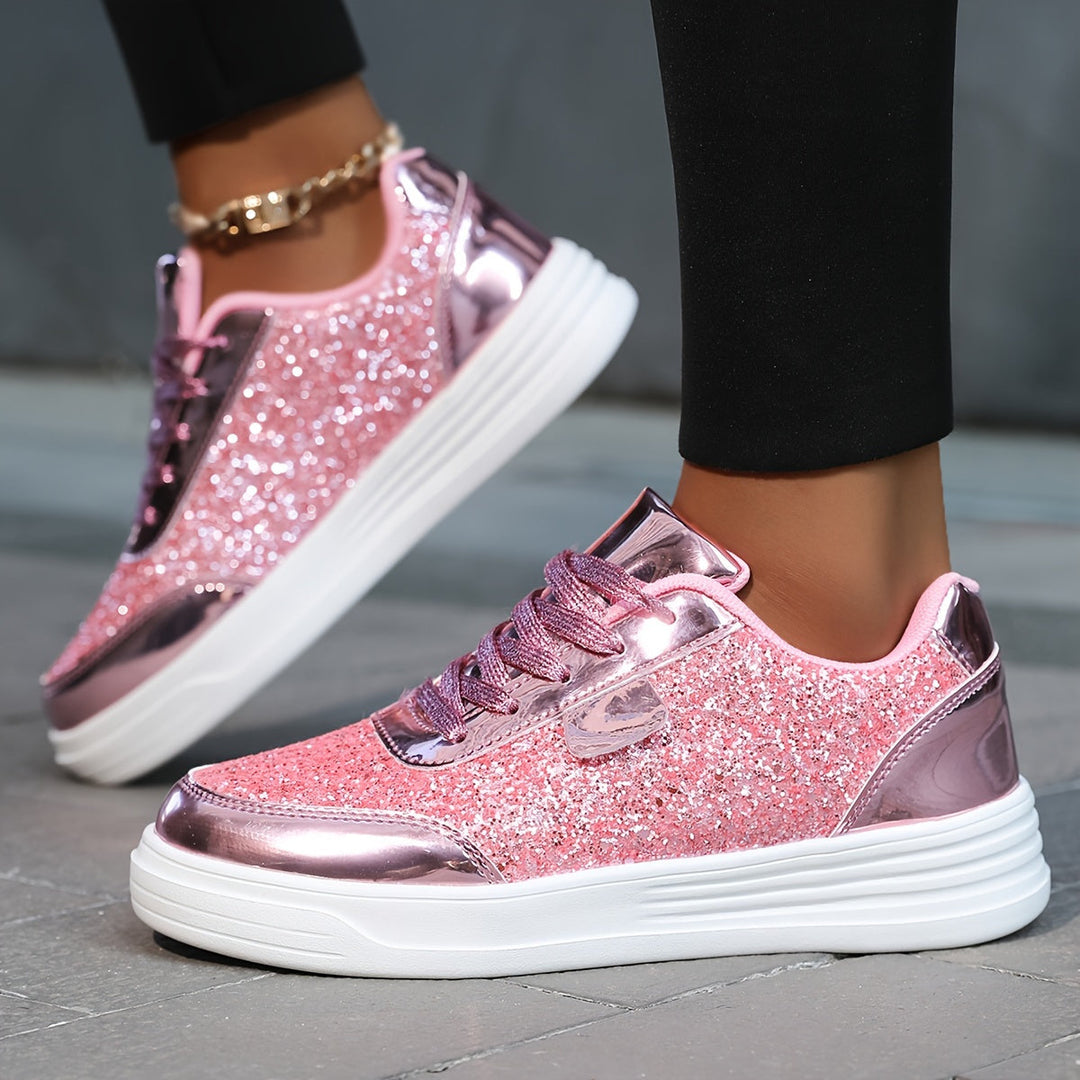 GlamStride Gold Glitter Sneakers
