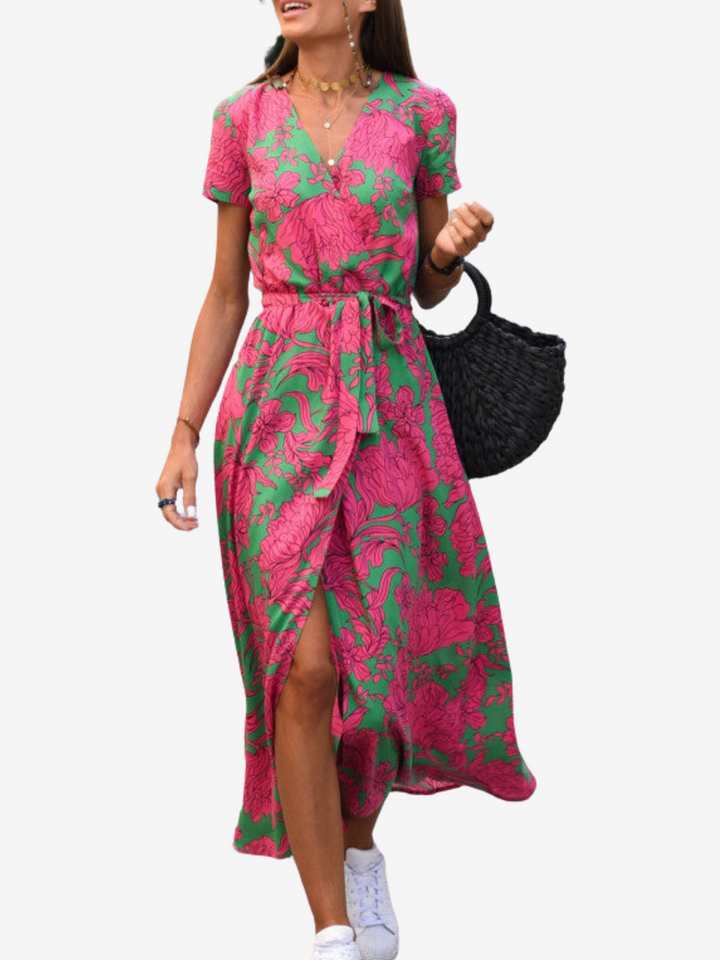 Vibrant Garden Wrap Maxi Dress