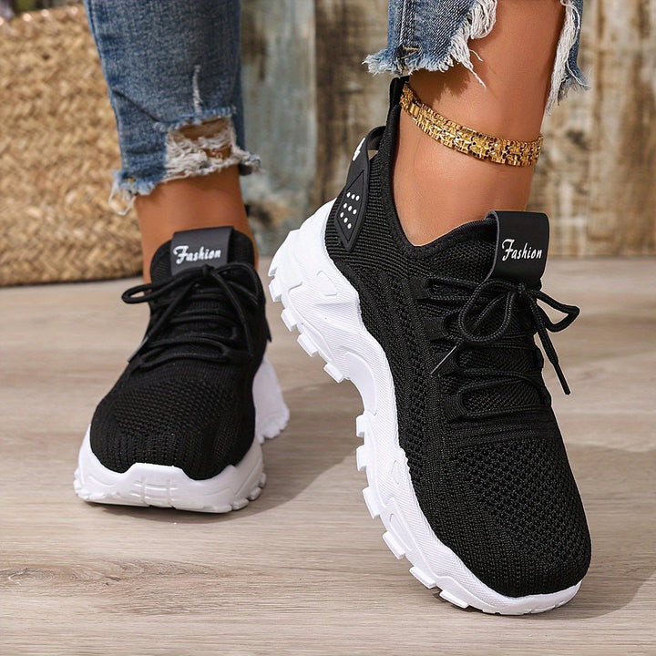 Beige Breathable Knit Sneakers