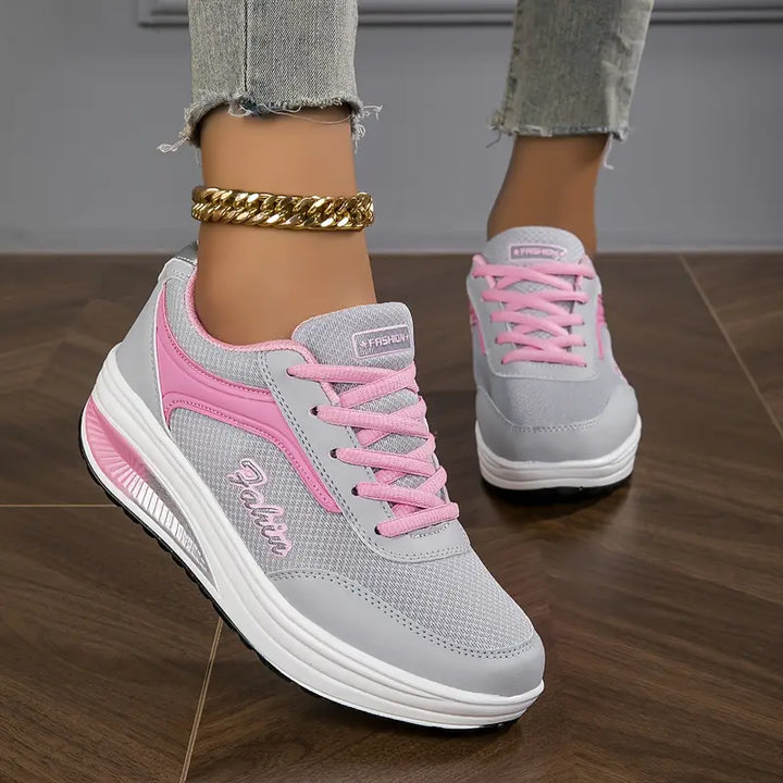 Gray & Pink Athletic Sneakers