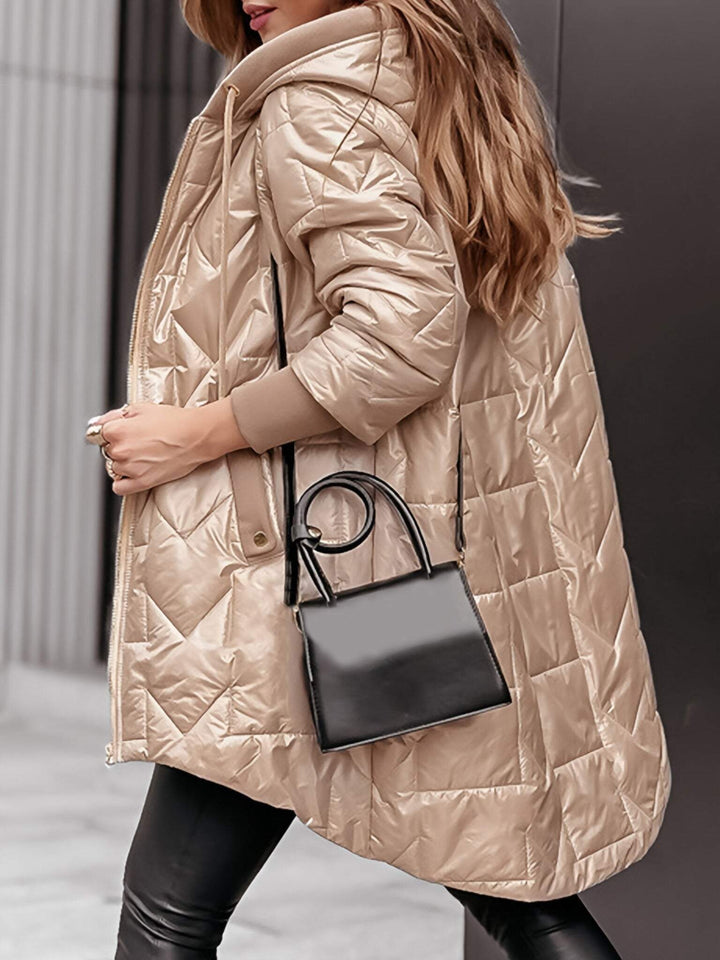 Champagne Shine Quilted Hooded Coat