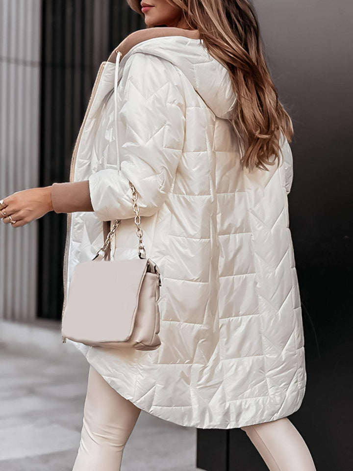 Champagne Shine Quilted Hooded Coat