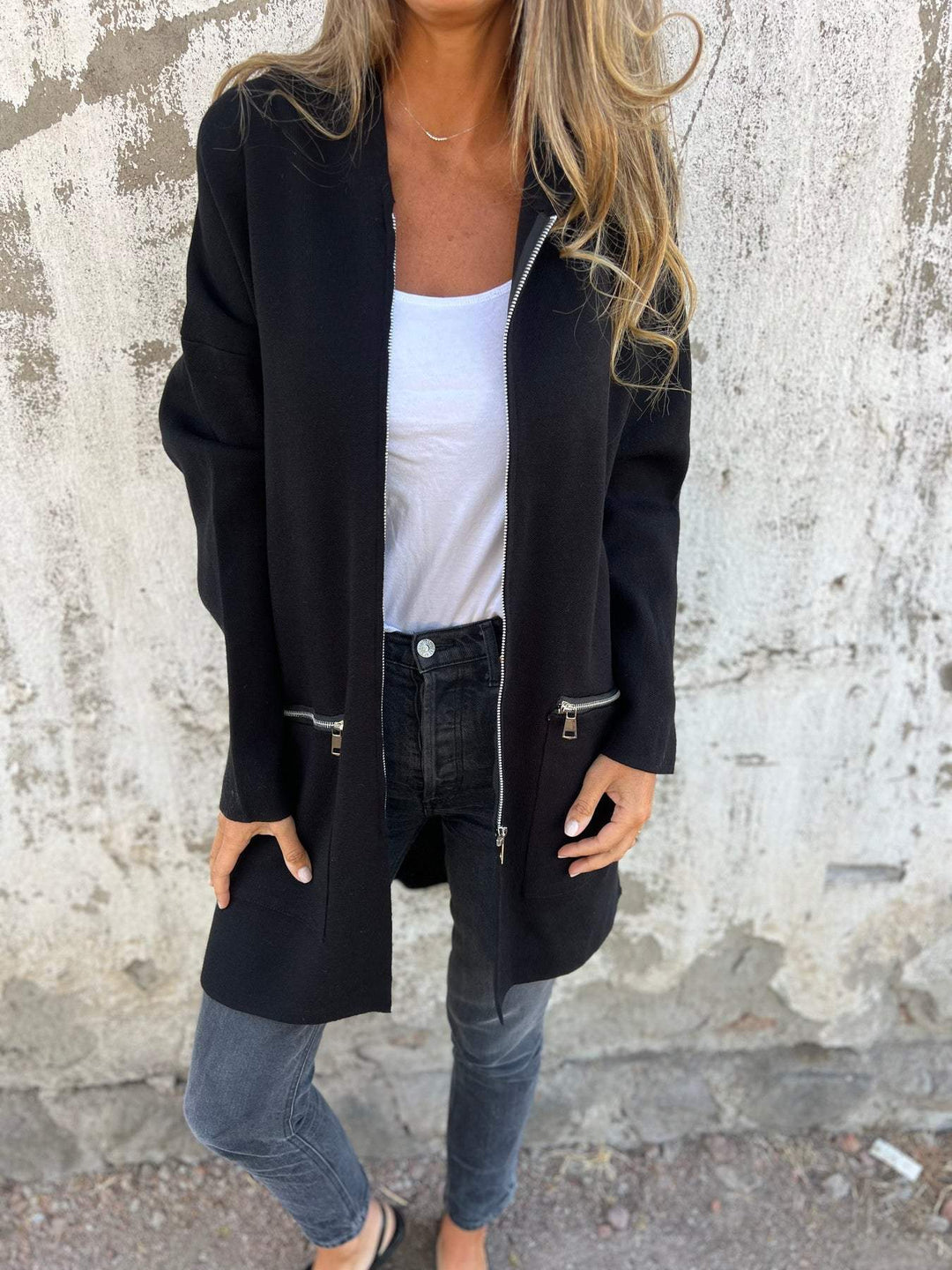 Camel Chic Longline Hoodie Cardigan