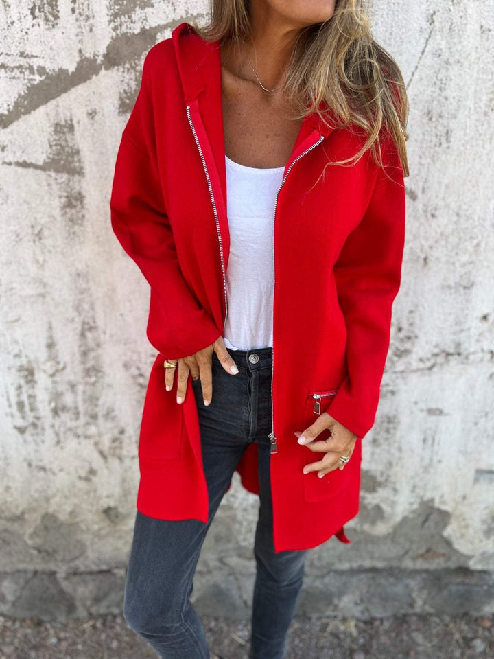 Camel Chic Longline Hoodie Cardigan
