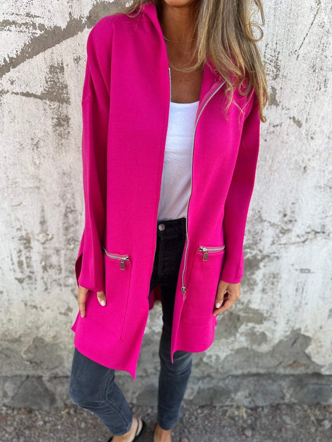 Camel Chic Longline Hoodie Cardigan